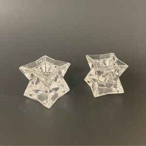 Mid century modern vintage Crystal Star-Shaped Candle Holders
